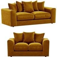 Brooklyn Plush Velvet Fibre Fabric Sofa Set 3 and 2 Seater sofa