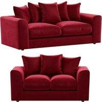 Brooklyn Plush Velvet Fibre Fabric Sofa Set 3 and 2 Seater sofa