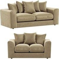 Brooklyn Plush Velvet Fibre Fabric Sofa Set 3 and 2 Seater sofa
