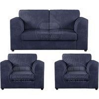 Luxor Jumbo Cord 2 + 1 + 1 Fabric 3 Piece Sofa Suite - Fullback
