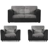 Luxor Jumbo Cord 2 + 1 + 1 Fabric 3 Piece Sofa Suite - Fullback