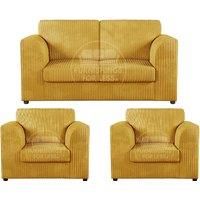 Luxor Jumbo Cord 2 + 1 + 1 Fabric 3 Piece Sofa Suite - Fullback