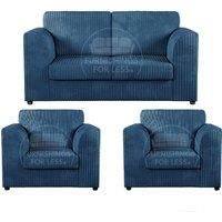 Luxor Jumbo Cord 2 + 1 + 1 Fabric 3 Piece Sofa Suite - Fullback