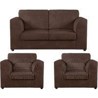 Luxor Jumbo Cord 2 + 1 + 1 Fabric 3 Piece Sofa Suite - Fullback