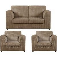 Luxor Jumbo Cord 2 + 1 + 1 Fabric 3 Piece Sofa Suite - Fullback
