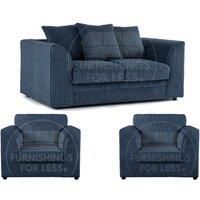 Luxor Jumbo Cord 2 + 1 + 1 Fabric 3 Piece Sofa Suite - Scatter Back