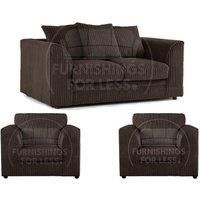 Luxor Jumbo Cord 2 + 1 + 1 Fabric 3 Piece Sofa Suite - Scatter Back