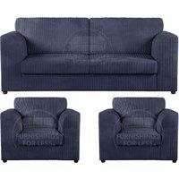 Luxor Jumbo Cord 3 + 1 + 1 Fabric 3 Piece Sofa Suite - Fullback