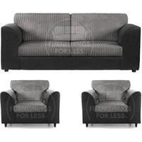 Luxor Jumbo Cord 3 + 1 + 1 Fabric 3 Piece Sofa Suite - Fullback