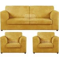 Luxor Jumbo Cord 3 + 1 + 1 Fabric 3 Piece Sofa Suite - Fullback