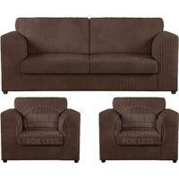 Luxor Jumbo Cord 3 + 1 + 1 Fabric 3 Piece Sofa Suite - Fullback