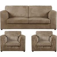 Luxor Jumbo Cord 3 + 1 + 1 Fabric 3 Piece Sofa Suite - Fullback