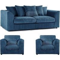 Luxor Jumbo Cord 3 + 1 + 1 Fabric 3 Piece Sofa Suite - Scatter Back