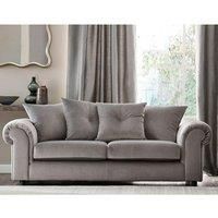 Derby Fabric Grey 3 Seater Sofa Scatter Back, Scroll Arms