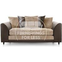 Luca Brown and Beige 3 Seater Fabric and Leather Trim Cord