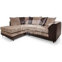 Luca 3-4 Seater L Shaped Corner Sofa Fabric and Leather Trim Brown and Beige Left Hand Facing