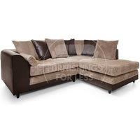 Luca 3-4 Seater L Shaped Corner Sofa Fabric and Leather Trim Brown and Beige Right Hand Facing