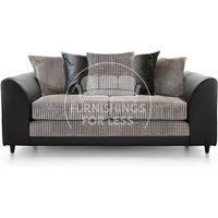 Luca Black and Grey 3 Seater Fabric and Leather Trim Cord