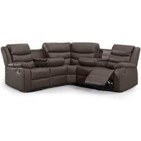 Minnesota Leather Reclining Corner Sofa 5 Seater Manual Recliner Comfortable Padded Arms With Drinks Tray