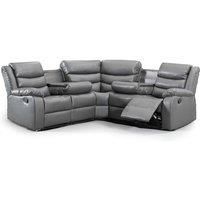 Minnesota Leather Reclining Corner Sofa 5 Seater Manual Recliner Comfortable Padded Arms With Drinks Tray