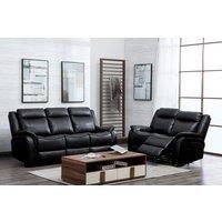 New Hampshire 2 Piece Leather Aire Reclining Sofa Suite Recliner 3 Seater and 2 Seater, Grey, Black or Tan