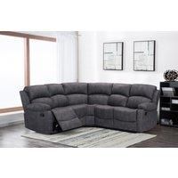 Alaska Grey Fabric Reclining Corner Sofa 5 Seater Suede Manual Recliner Comfortable Padded Arms