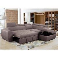 Nevada Large L Shaped Suede Tilting Headrest and Storage Ottoman Included Right Hand Facing