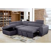 Nevada Large L Shaped Suede Tilting Headrest and Storage Ottoman Included Right Hand Facing