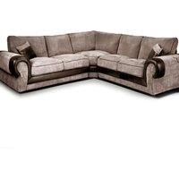Large Portland Fabric and Leather 5 Seater L Shaped Corner Sofa Range Roll Arm Fullback