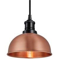 Brooklyn Dome Pendant, 8 Inch, Copper, Black Holder