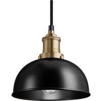 Industville - Brooklyn Dome Pendant - 8 Inch - Ceiling Light - Light Shade - Black Colour - Brass Material - 22 CM X 20 CM X 20 CM