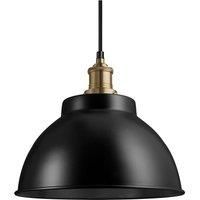 Brooklyn Dome Pendant, 13 Inch, Black, Brass Holder