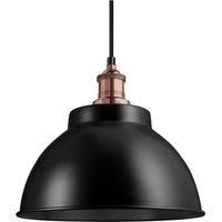 Industville - Brooklyn Dome Pendant - 13 Inch - Ceiling Light - Light Shade - Black Colour - Copper Material - 30.5 cm X 33 cm X 33 cm