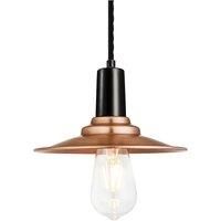 Sleek Flat Pendant, 8 Inch, Copper, Black Holder