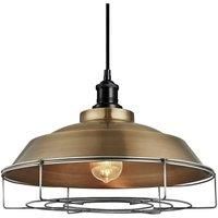 Brooklyn Step Pendant, 16 Inch, Brass, Black Holder, Cage