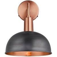Sleek Dome Wall Light, 8 Inch, Pewter & Copper, Copper Holder