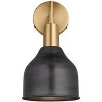 Sleek Cone Wall Light, 7 Inch, Pewter, Brass Holder