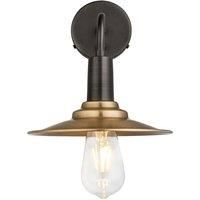 Sleek Flat Wall Light, 8 Inch, Brass, Pewter Holder