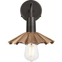 Sleek Umbrella Wall Light, 8 Inch, Brass, Pewter Holder