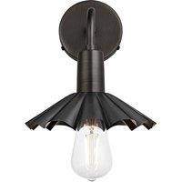 Sleek Umbrella Wall Light, 8 Inch, Pewter, Pewter Holder