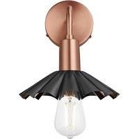 Sleek Umbrella Wall Light, 8 Inch, Pewter, Copper Holder
