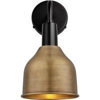Sleek Cone Wall Light, 7 Inch, Brass, Black Holder