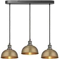 Brooklyn Dome 3 Wire Oval Cluster Lights, 8 inch, Brass, Pewter holder