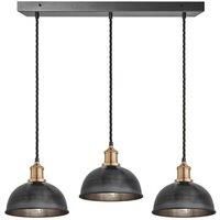 Brooklyn Dome 3 Wire Cluster Lights, 8 inch, Pewter, Brass holder