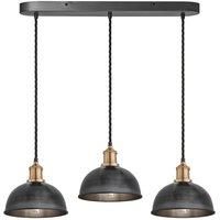 Brooklyn Dome 3 Wire Oval Cluster Lights, 8 inch, Pewter, Brass holder
