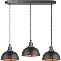 Brooklyn Dome 3 Wire Oval Cluster Lights, 8 inch, Pewter & Copper, Pewter holder