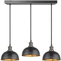Brooklyn Dome 3 Wire Cluster Lights, 8 inch, Pewter & Brass, Pewter holder