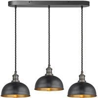 Brooklyn Dome 3 Wire Oval Cluster Lights, 8 inch, Pewter & Brass, Pewter holder