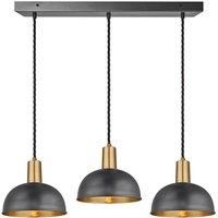 Sleek Dome 3 Wire Cluster Lights, 8 inch, Pewter & Brass, Brass holder