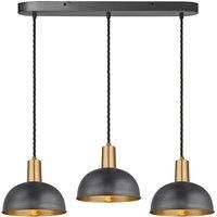 Sleek Dome 3 Wire Oval Cluster Lights, 8 inch, Pewter & Brass, Brass holder